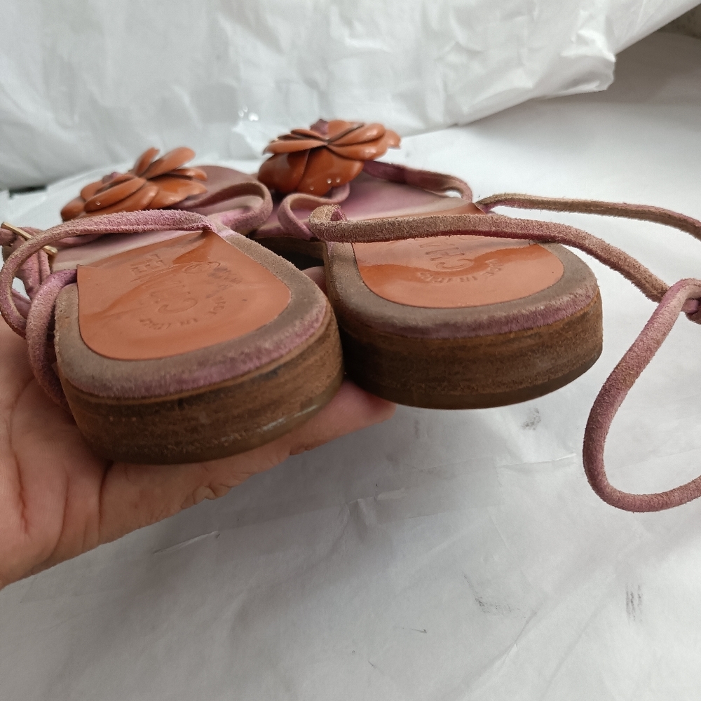 CHANEL Camellia  suede Sandals sz 39.5 - Picture 13 of 14